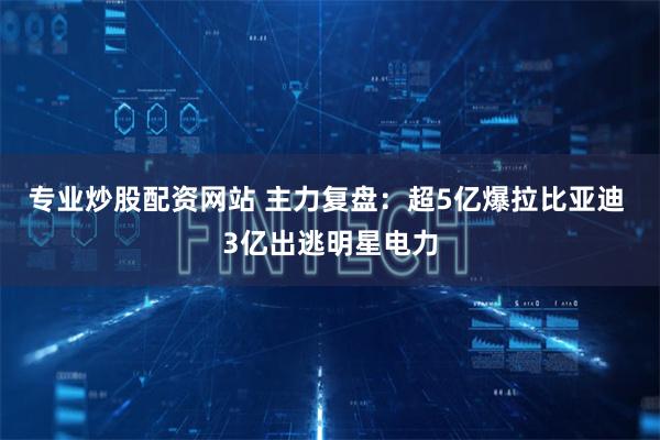 专业炒股配资网站 主力复盘：超5亿爆拉比亚迪 3亿出逃明星电力