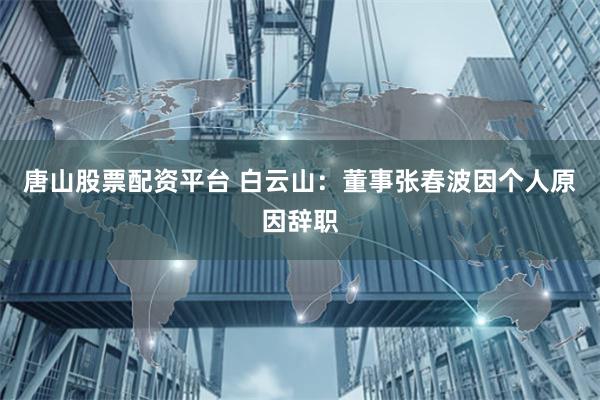 唐山股票配资平台 白云山：董事张春波因个人原因辞职